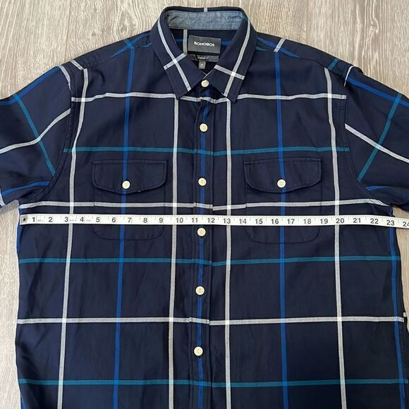 Bonobos Men’s Long Sleeve Casual Button Down Size XL Navy Blue Green White Plaid - Picture 7 of 9